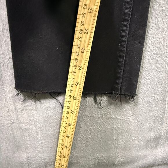 Zara‎ Women's Straight Leg Mini Flare Fray Hem Black Denim Jeans Size 6 - Picture 7 of 9
